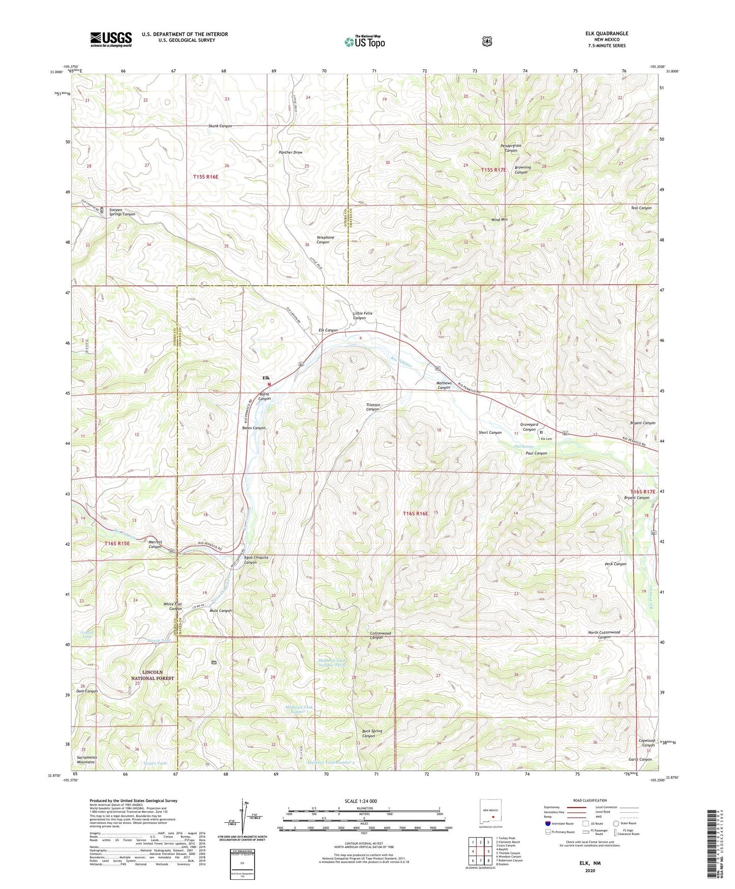Elk New Mexico US Topo Map Image