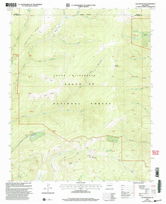 Classic USGS Elk Mountain New Mexico 7.5'x7.5' Topo Map Image