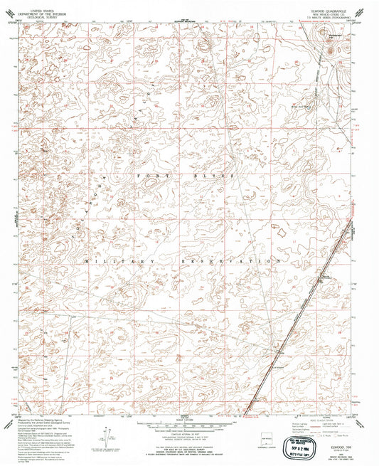 Classic USGS Elwood New Mexico 7.5'x7.5' Topo Map Image
