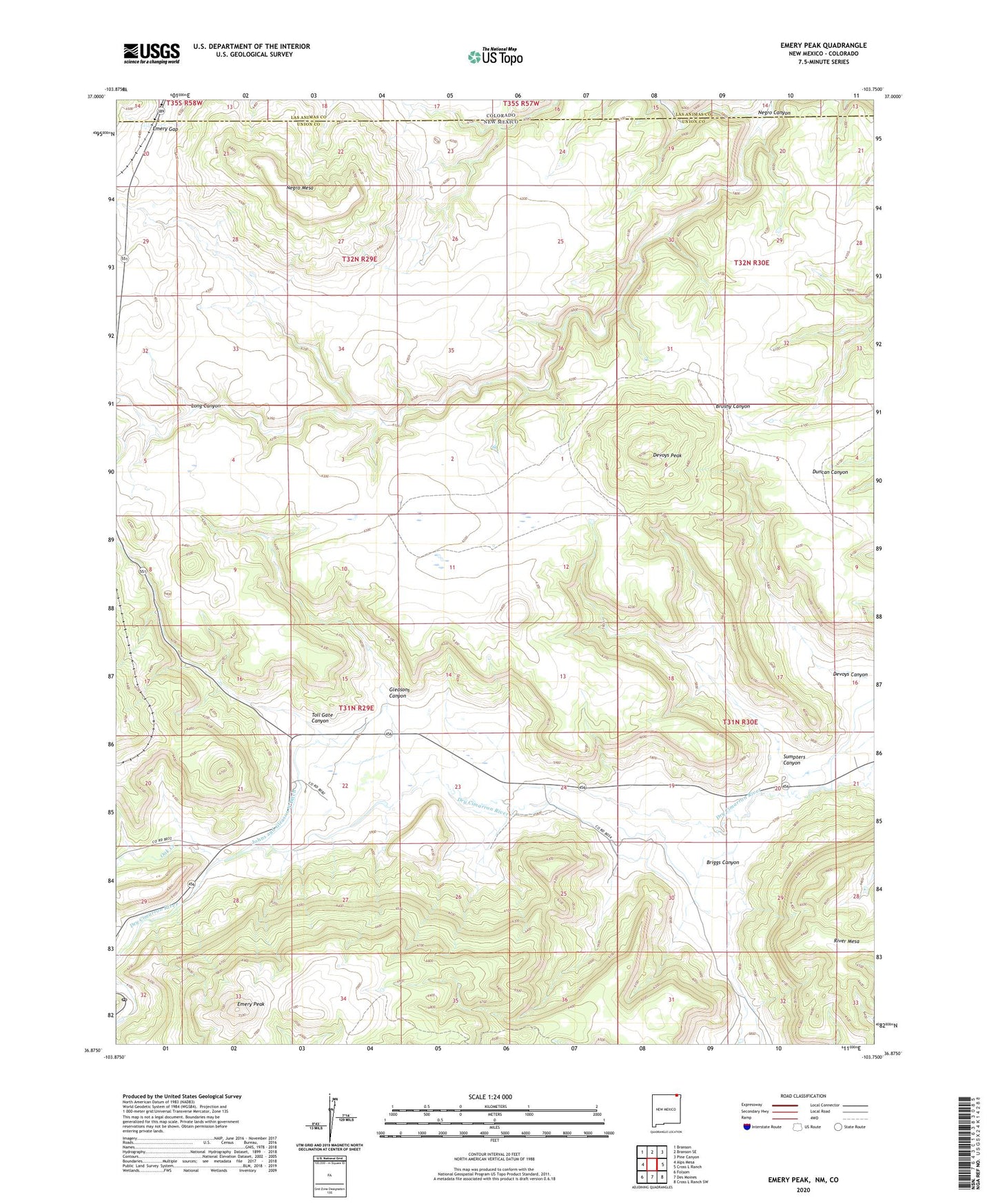 Emery Peak New Mexico US Topo Map Image
