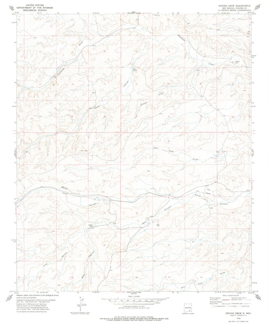 Classic USGS Encino Draw New Mexico 7.5'x7.5' Topo Map Image