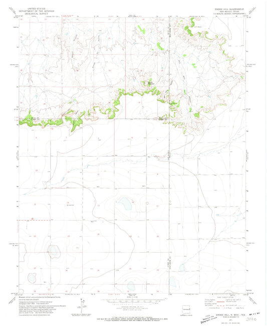 Classic USGS Endee Hill New Mexico 7.5'x7.5' Topo Map Image
