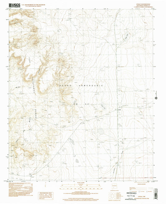 Classic USGS Engle New Mexico 7.5'x7.5' Topo Map Image