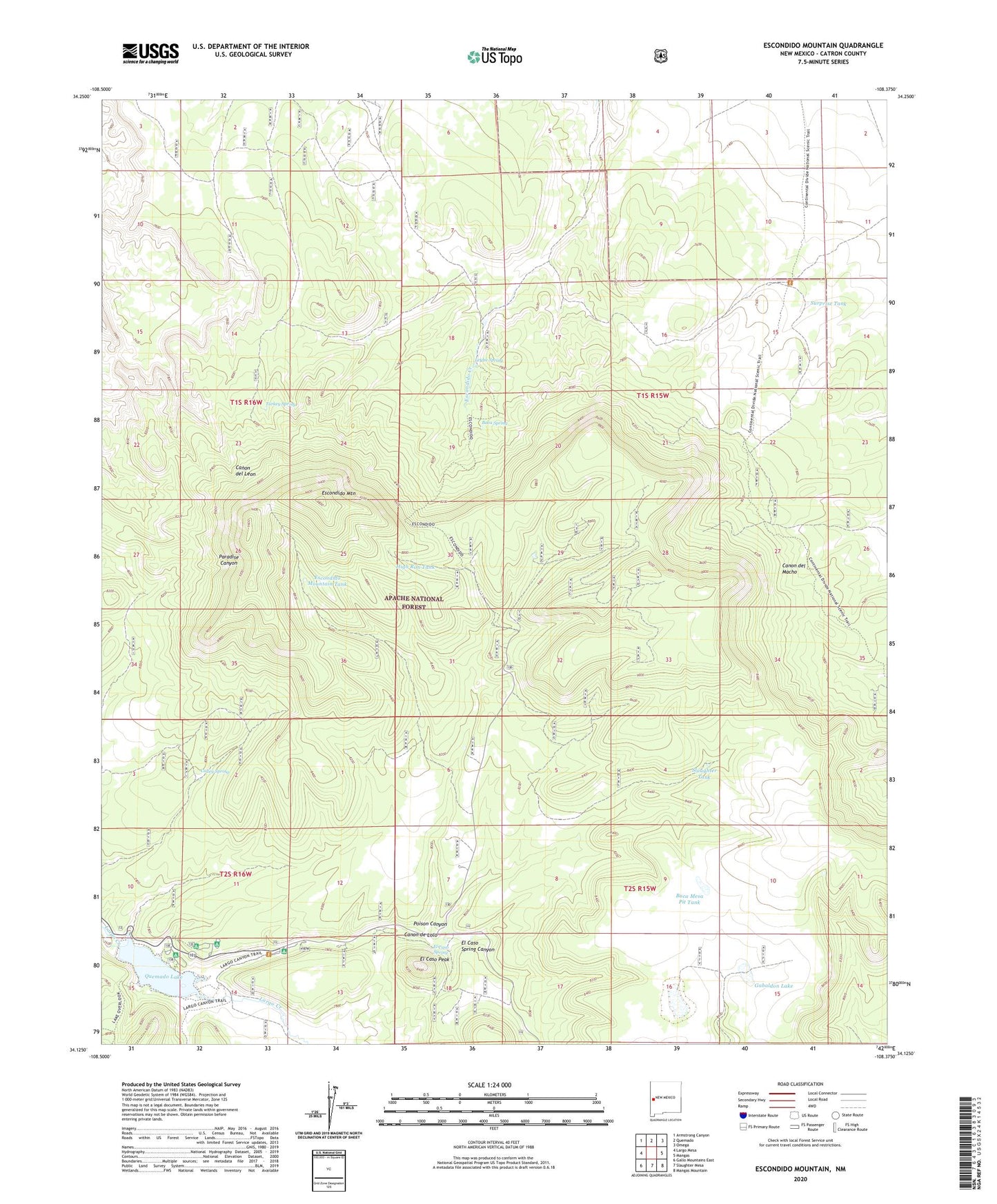Escondido Mountain New Mexico US Topo Map Image