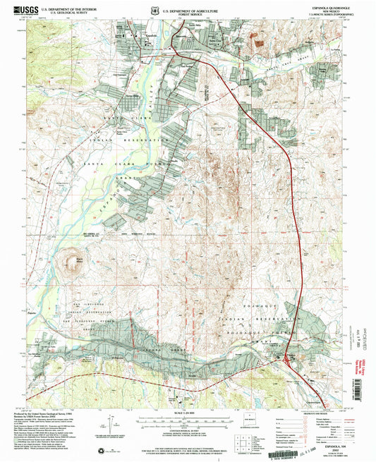 Classic USGS Espanola New Mexico 7.5'x7.5' Topo Map Image