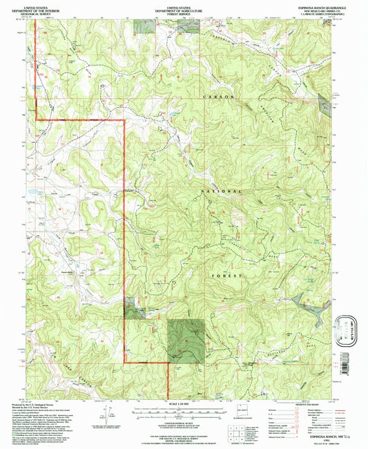 Classic USGS Espinosa Ranch New Mexico 7.5'x7.5' Topo Map Image