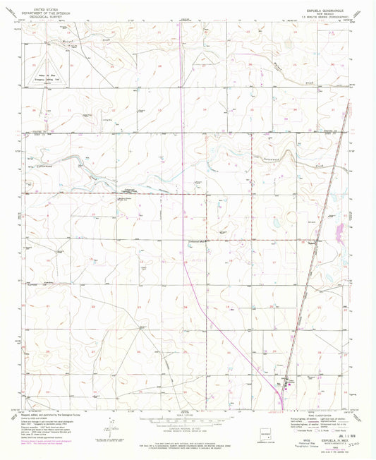 Classic USGS Espuela New Mexico 7.5'x7.5' Topo Map Image