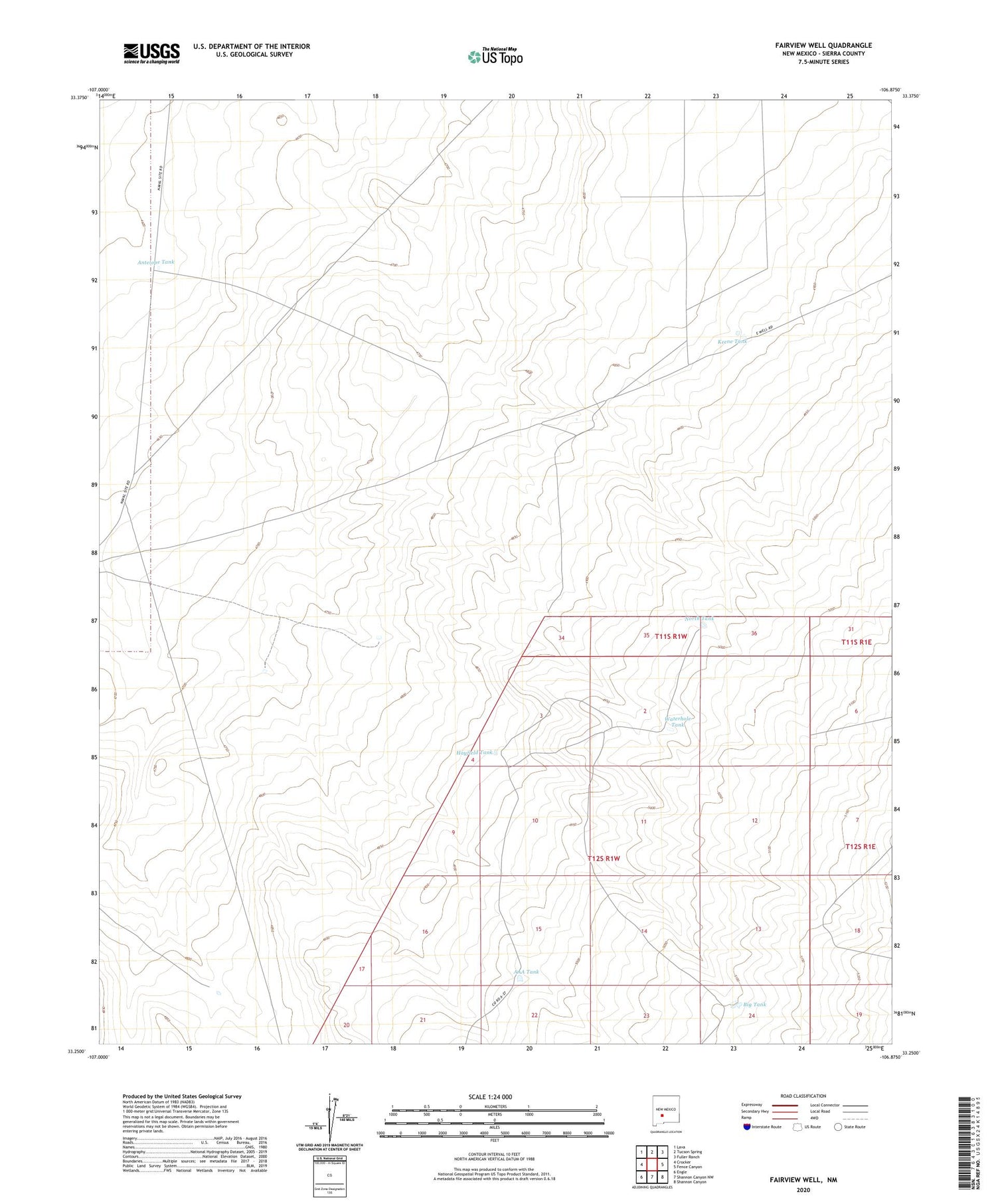 Fairview Well New Mexico US Topo Map Image