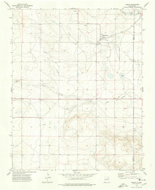 Classic USGS Farley New Mexico 7.5'x7.5' Topo Map Image