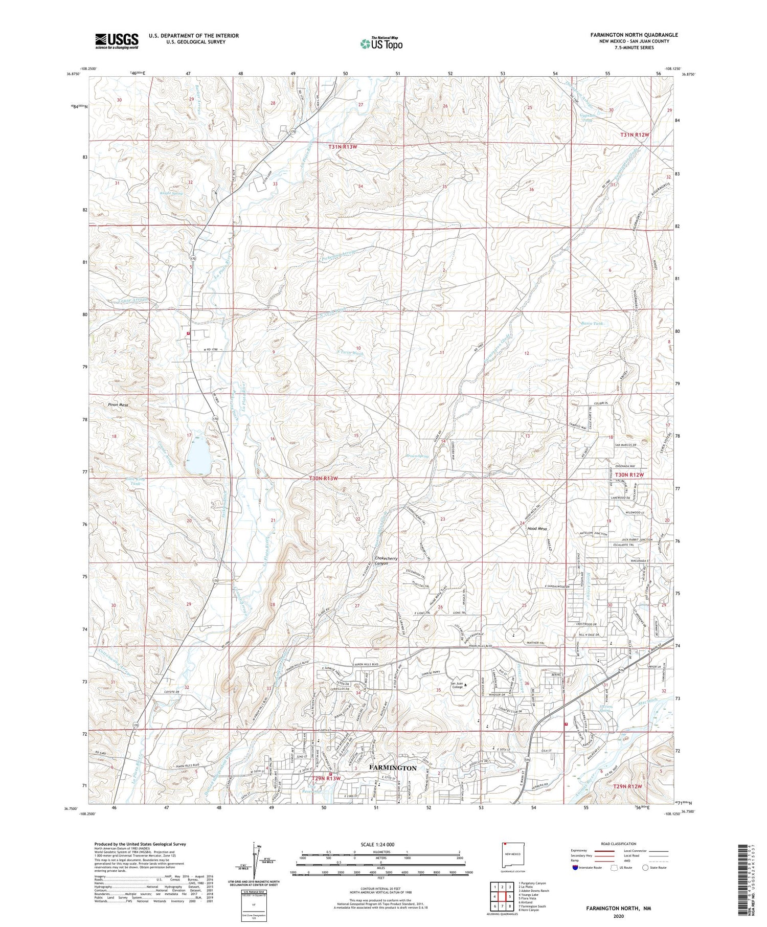 Farmington North New Mexico US Topo Map Image