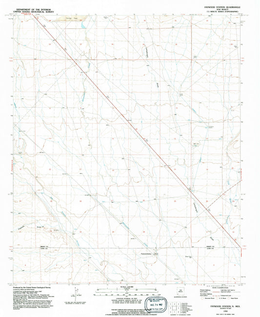 Classic USGS Faywood Station New Mexico 7.5'x7.5' Topo Map Image