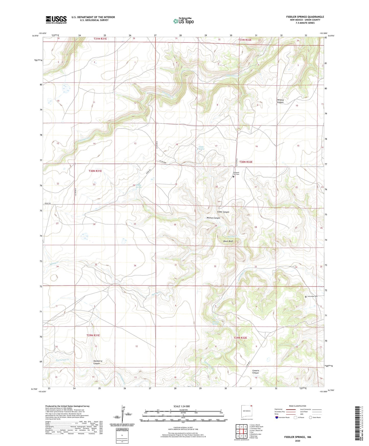 Fiddler Springs New Mexico US Topo Map Image