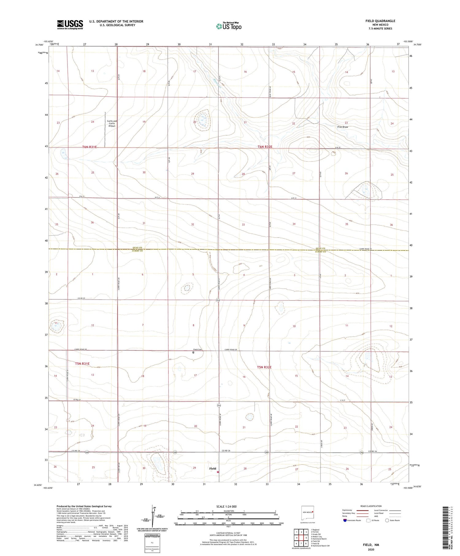 Field New Mexico US Topo Map Image