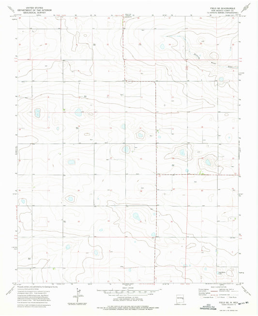 Classic USGS Field SE New Mexico 7.5'x7.5' Topo Map Image