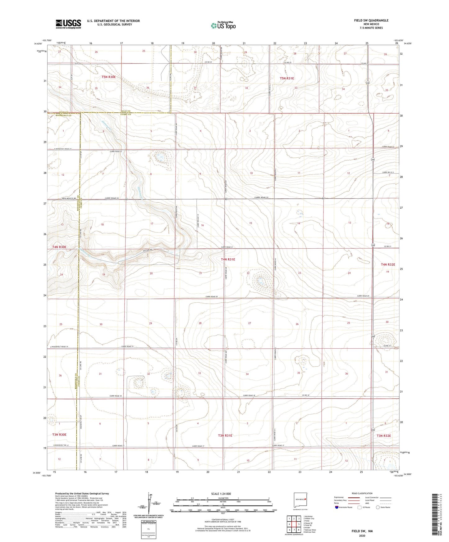 Field SW New Mexico US Topo Map Image