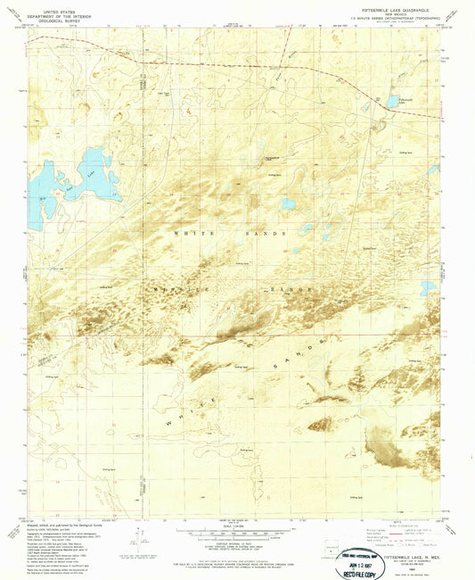 Classic USGS Fifteenmile Lake New Mexico 7.5'x7.5' Topo Map Image