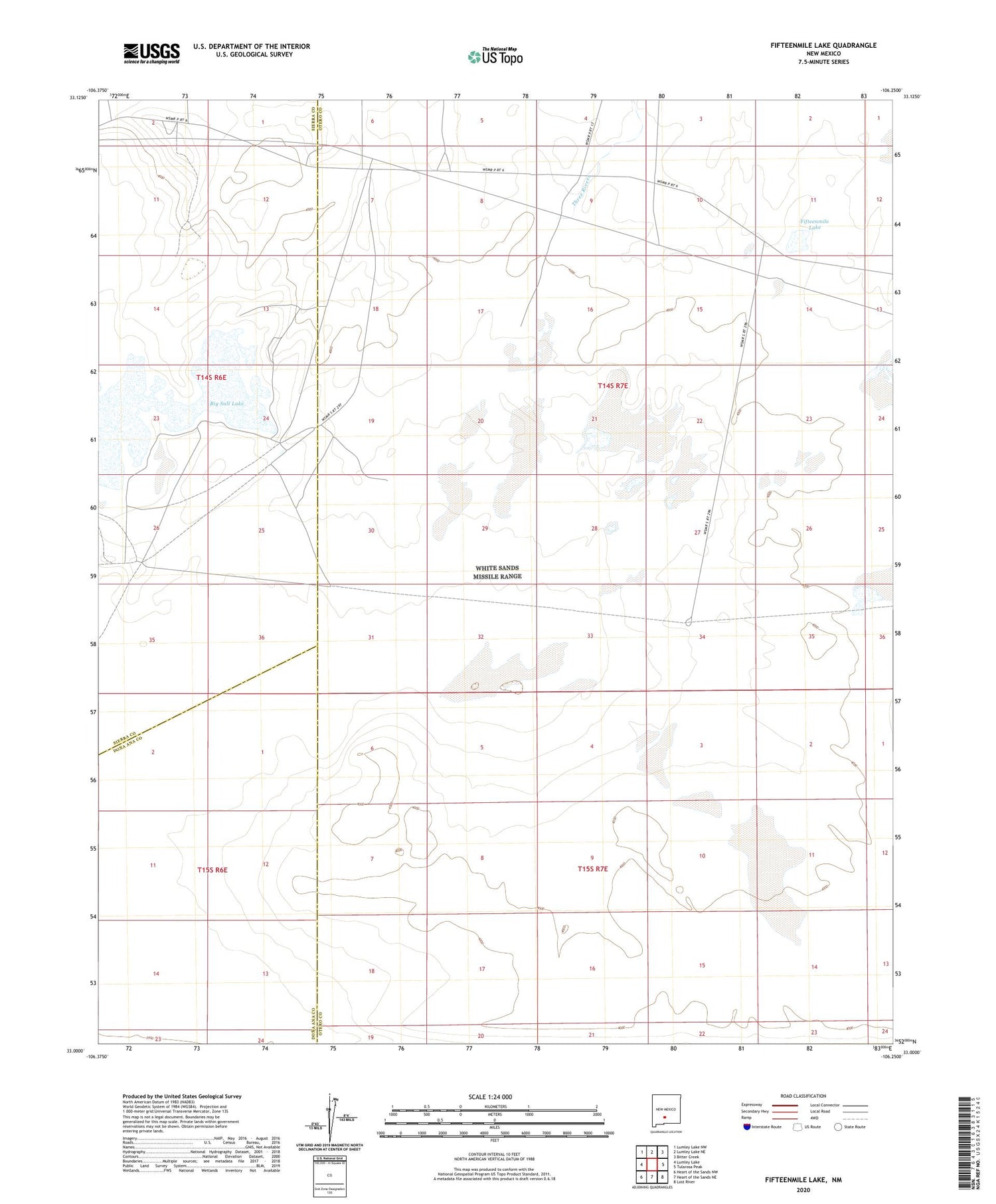 Fifteenmile Lake New Mexico US Topo Map Image