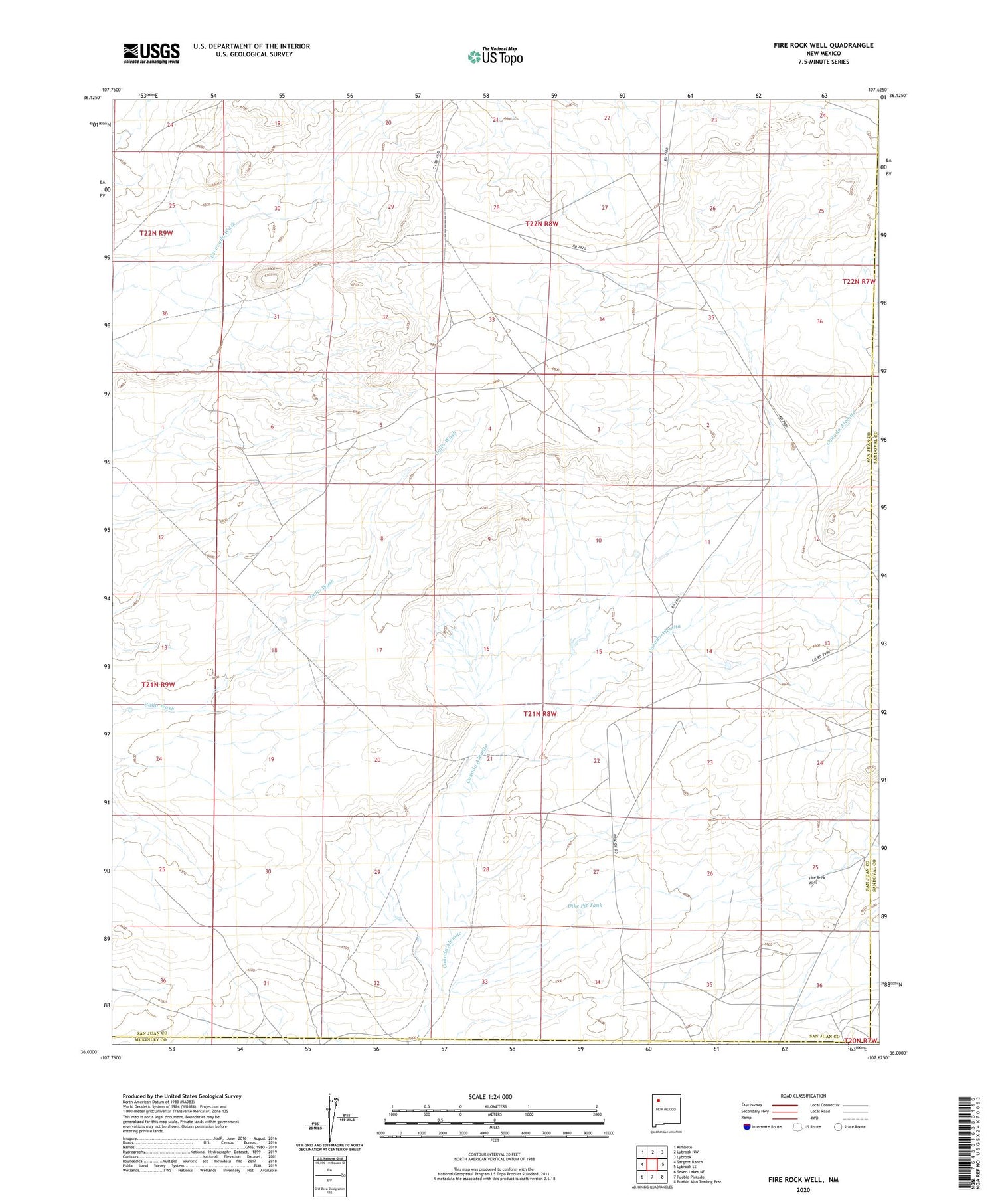 Fire Rock Well New Mexico US Topo Map Image