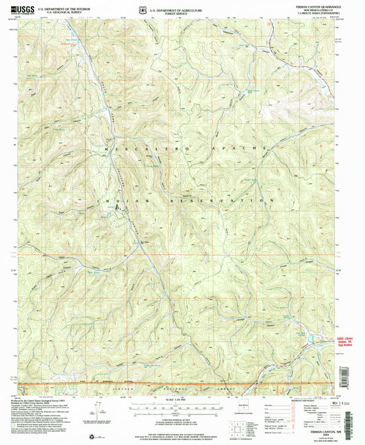 Classic USGS Firman Canyon New Mexico 7.5'x7.5' Topo Map Image