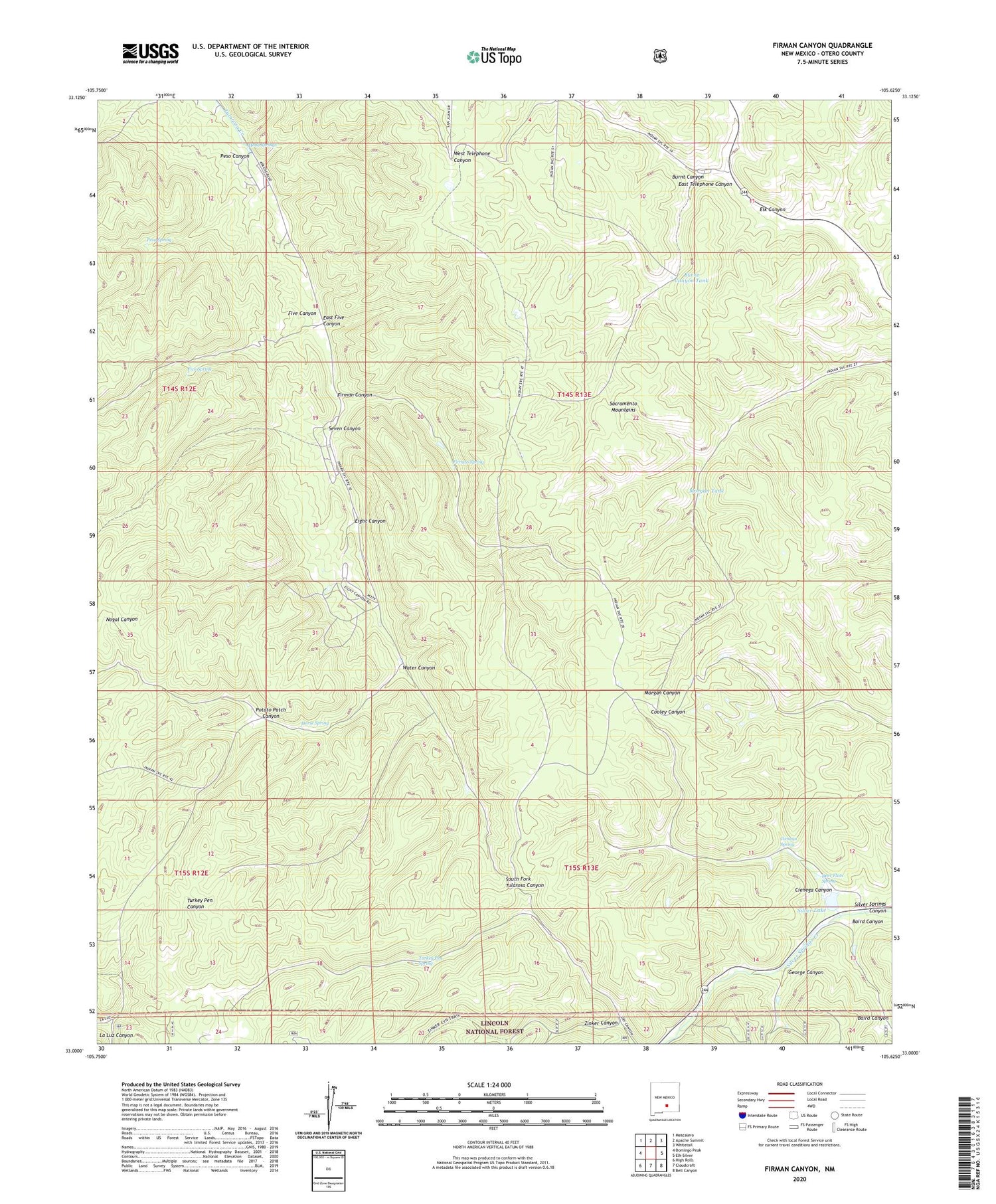 Firman Canyon New Mexico US Topo Map Image