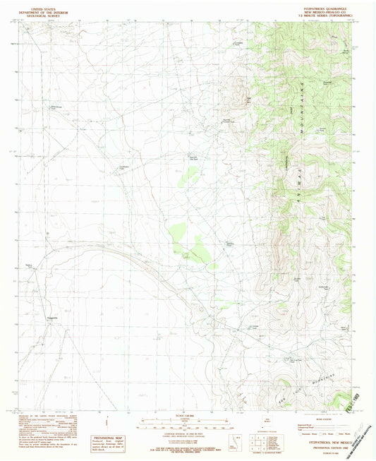 Classic USGS Fitzpatricks New Mexico 7.5'x7.5' Topo Map Image
