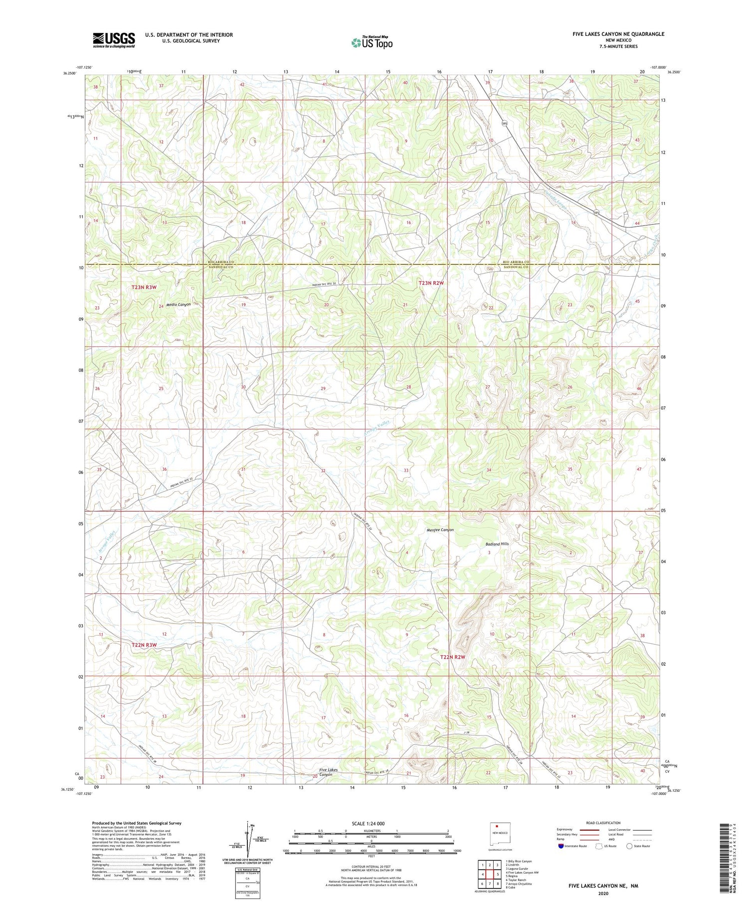 Five Lakes Canyon NE New Mexico US Topo Map Image