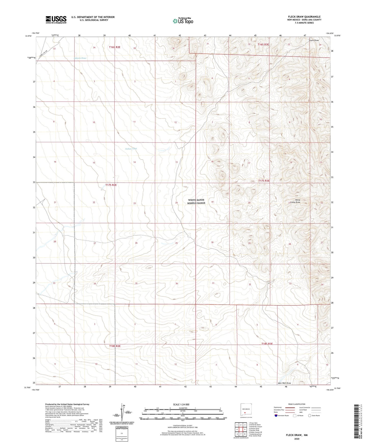 Fleck Draw New Mexico US Topo Map Image