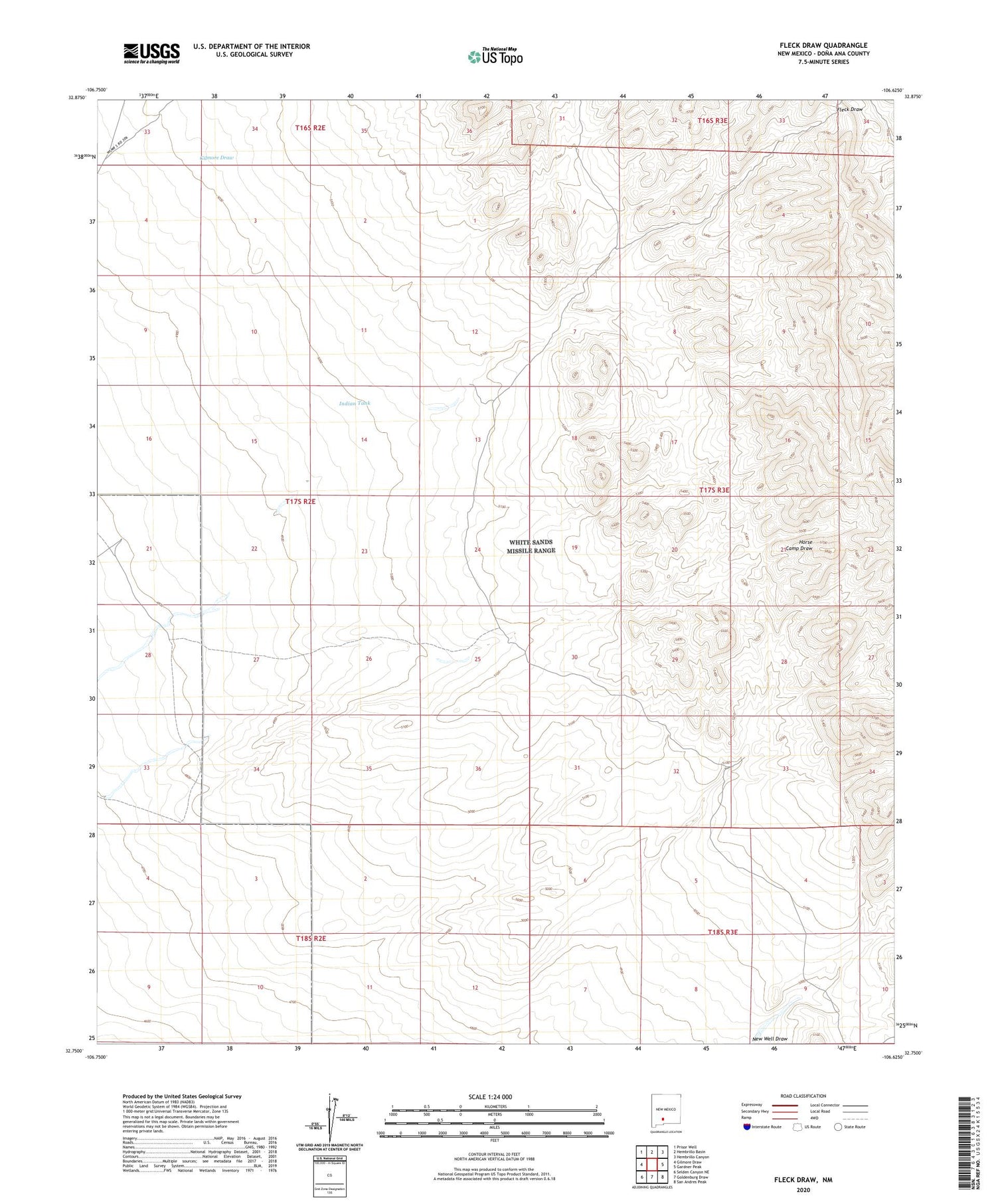 Fleck Draw New Mexico US Topo Map Image