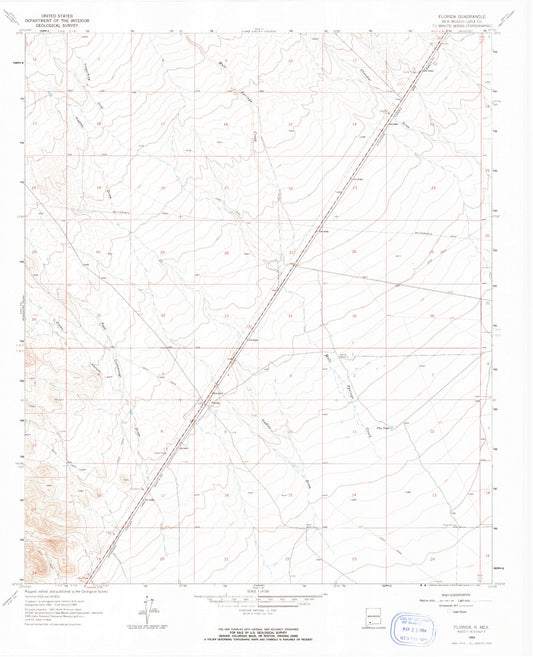 Classic USGS Florida New Mexico 7.5'x7.5' Topo Map Image