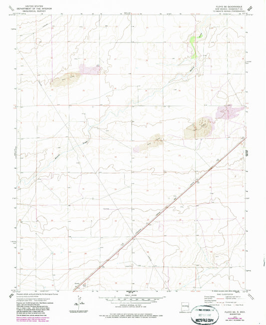 Classic USGS Floyd SE New Mexico 7.5'x7.5' Topo Map Image