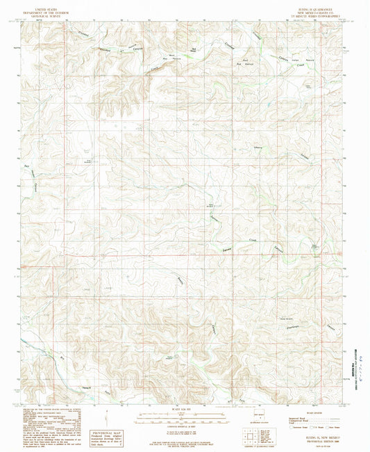 Classic USGS Flying H New Mexico 7.5'x7.5' Topo Map Image