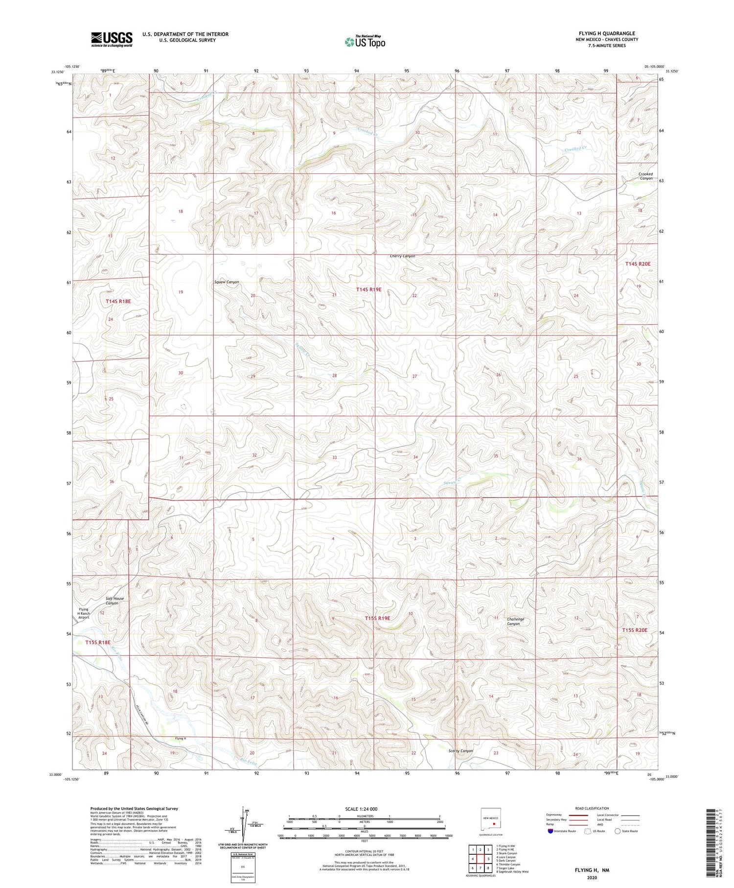 Flying H New Mexico US Topo Map Image