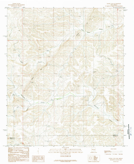 Classic USGS Flying H NE New Mexico 7.5'x7.5' Topo Map Image