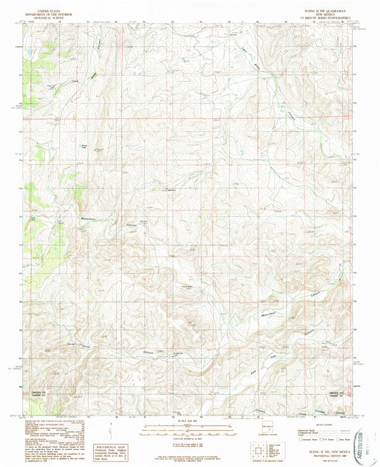 Classic USGS Flying H NW New Mexico 7.5'x7.5' Topo Map Image