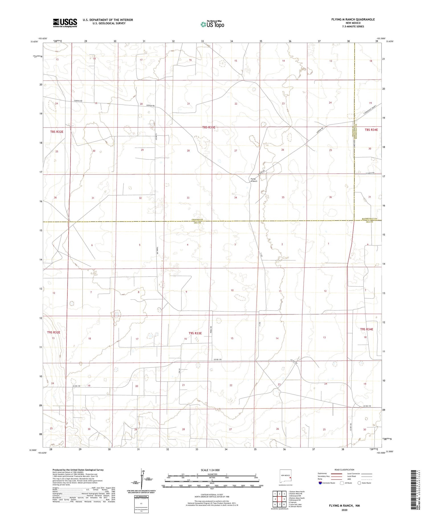 Flying M Ranch New Mexico US Topo Map Image