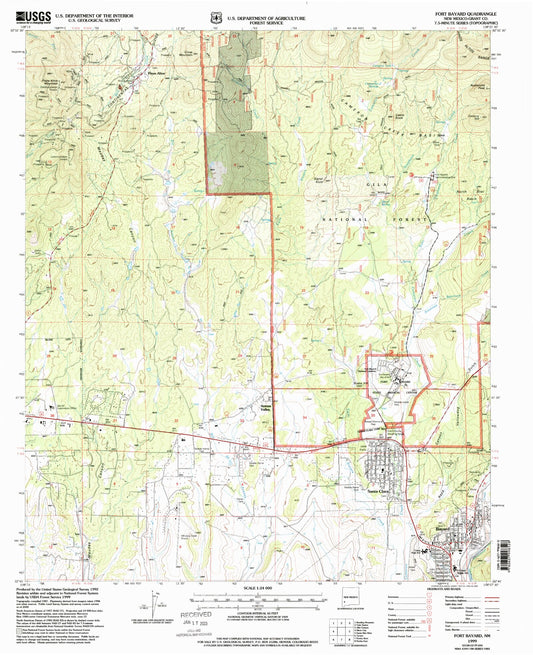 Classic USGS Fort Bayard New Mexico 7.5'x7.5' Topo Map Image