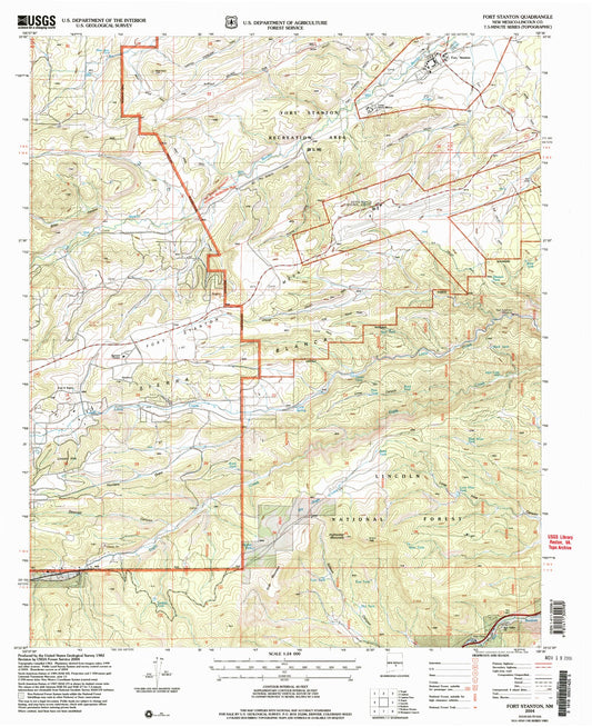 Classic USGS Fort Stanton New Mexico 7.5'x7.5' Topo Map Image