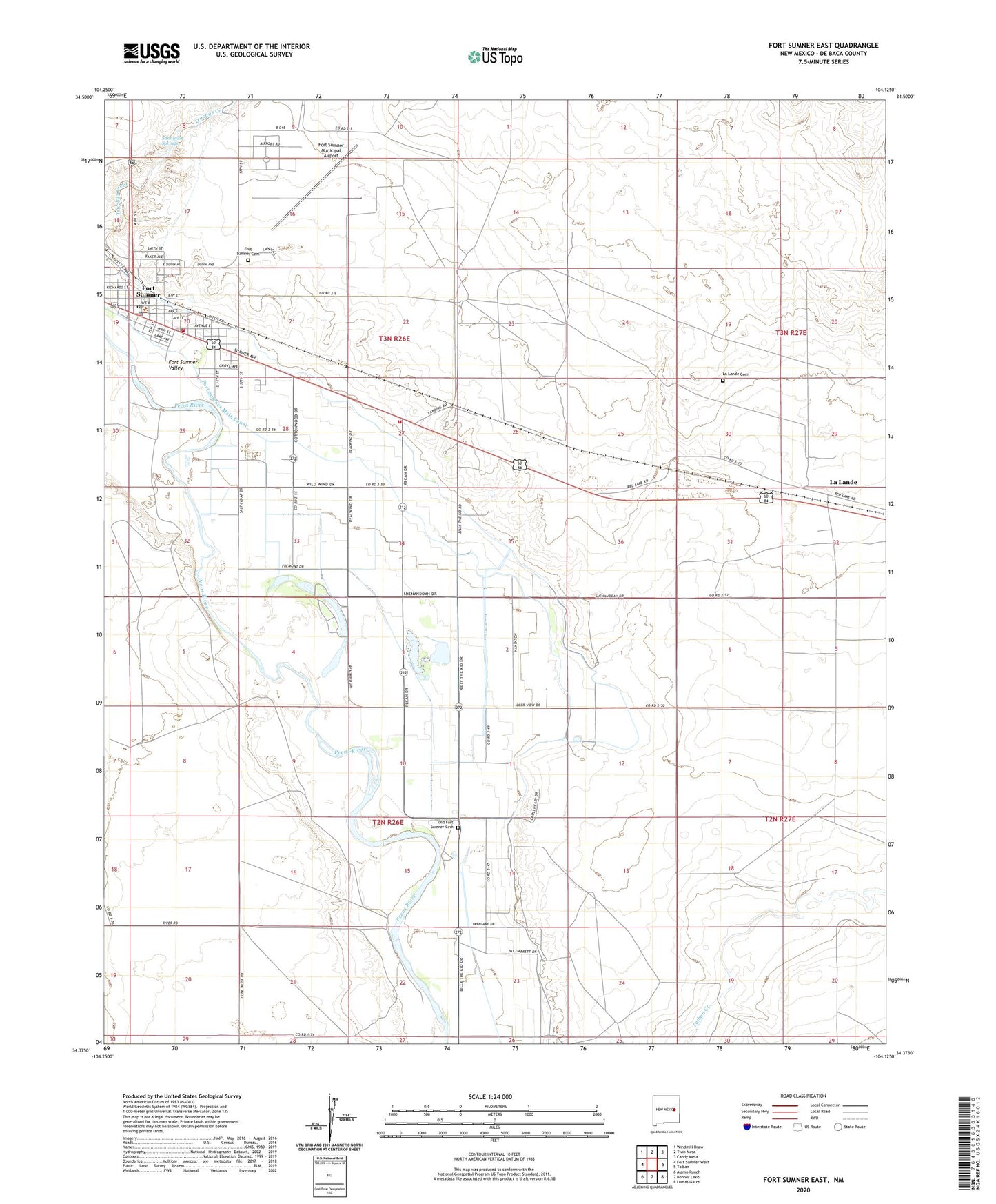 Fort Sumner East New Mexico US Topo Map Image