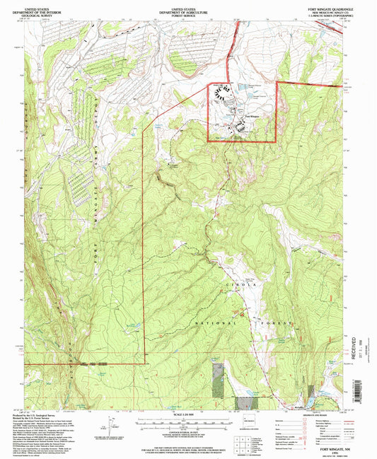 Classic USGS Fort Wingate New Mexico 7.5'x7.5' Topo Map Image
