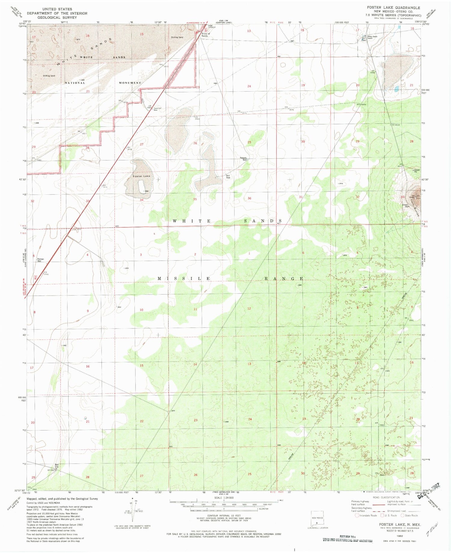 Classic USGS Foster Lake New Mexico 7.5'x7.5' Topo Map Image