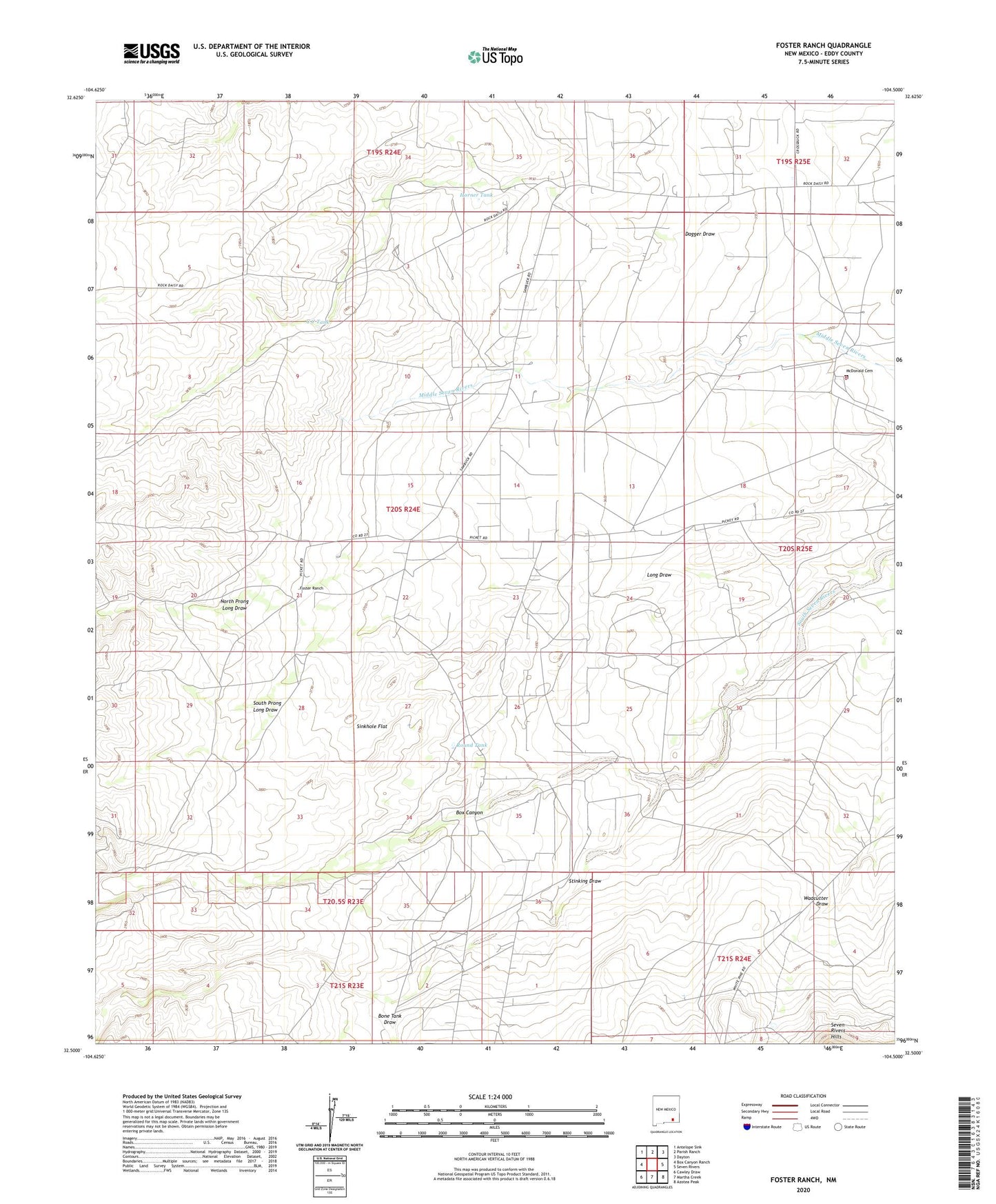 Foster Ranch New Mexico US Topo Map Image