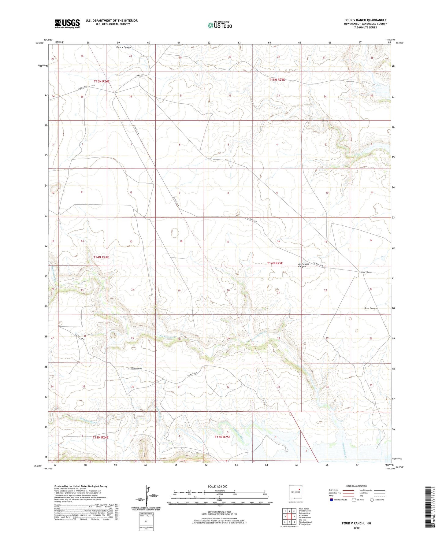 Four V Ranch New Mexico US Topo Map Image