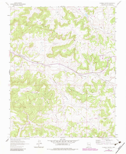 Classic USGS Fourmile Canyon New Mexico 7.5'x7.5' Topo Map Image