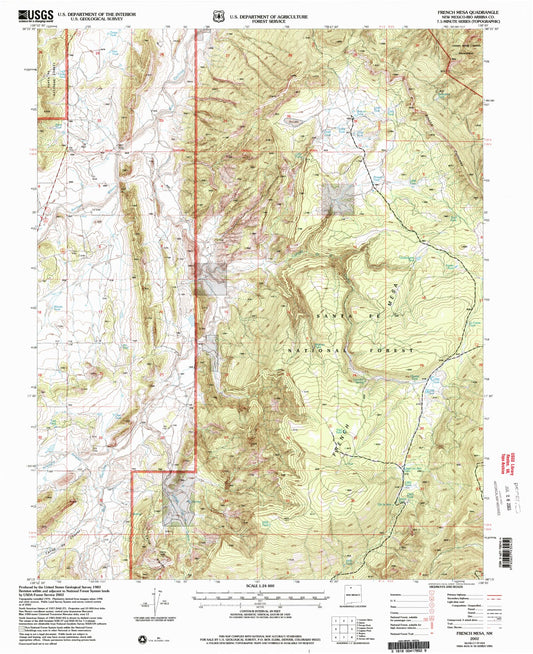 Classic USGS French Mesa New Mexico 7.5'x7.5' Topo Map Image
