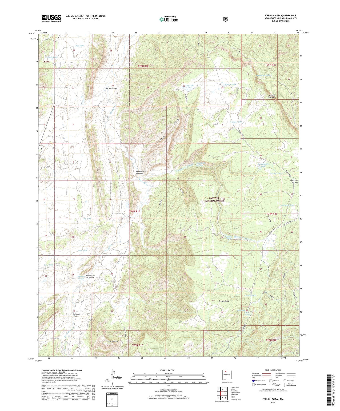 French Mesa New Mexico US Topo Map Image
