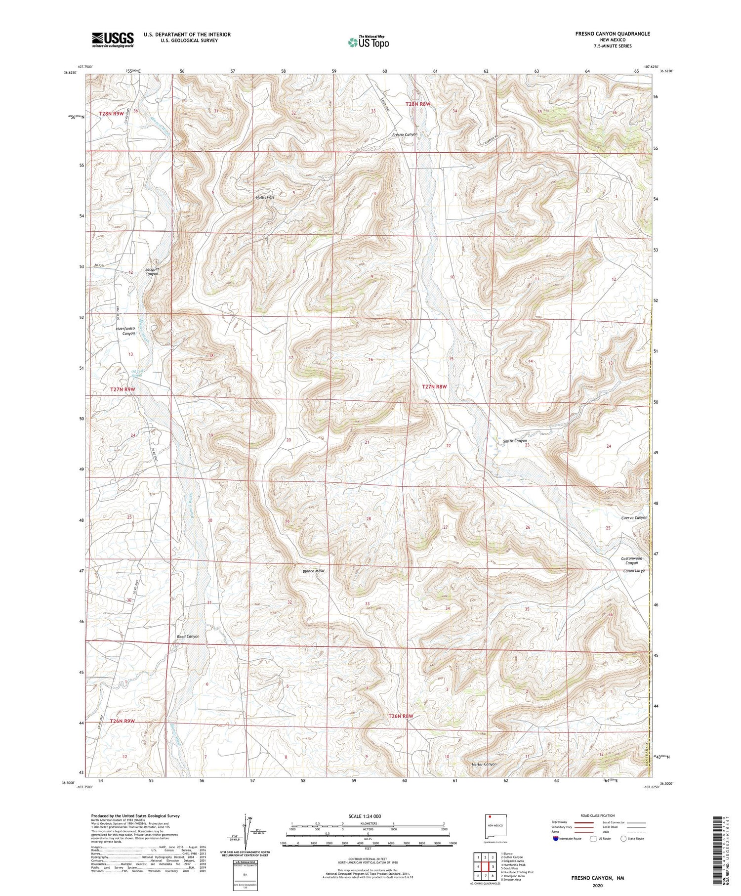 Fresno Canyon New Mexico US Topo Map Image