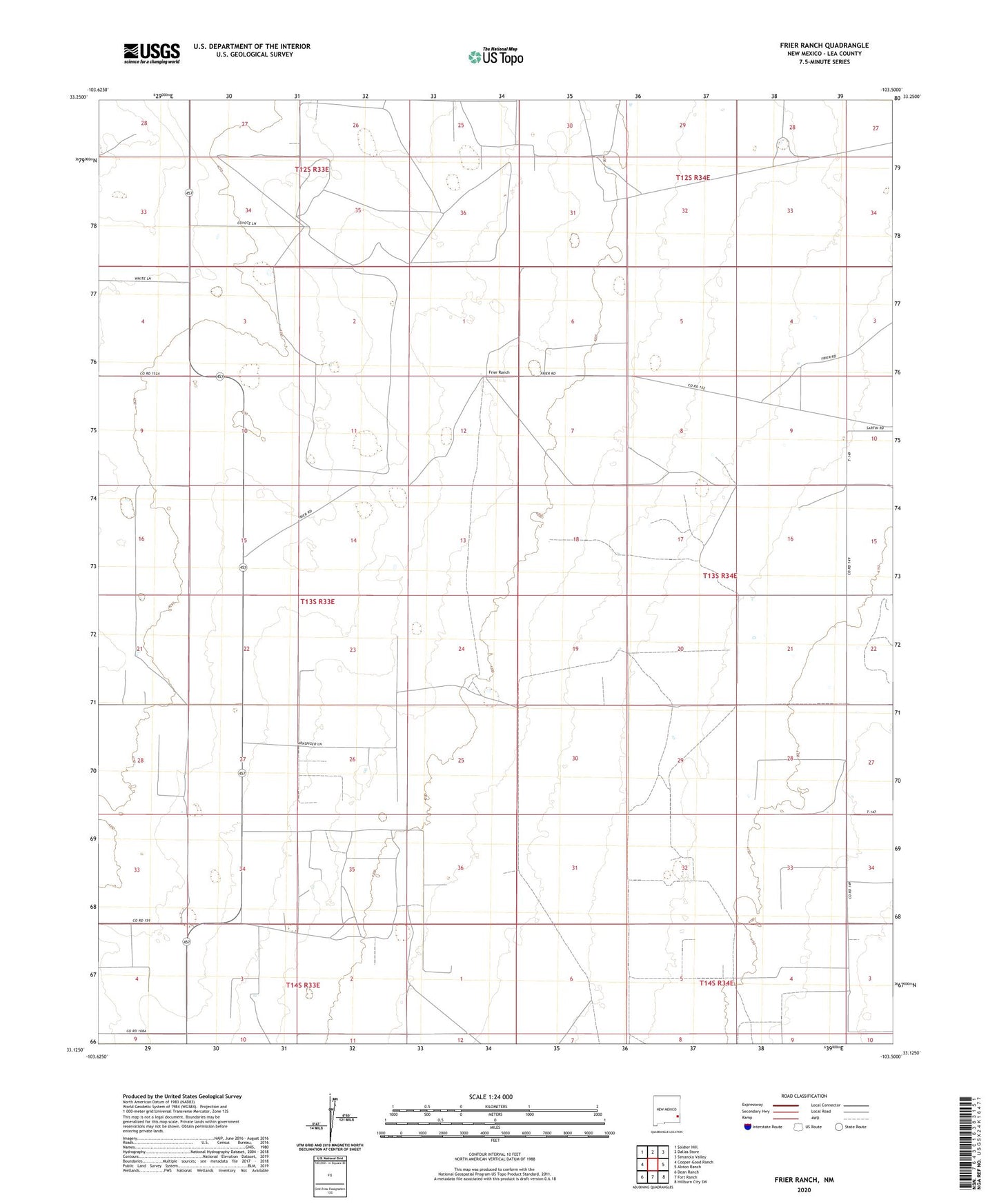 Frier Ranch New Mexico US Topo Map Image