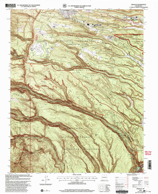 Classic USGS Frijoles New Mexico 7.5'x7.5' Topo Map Image