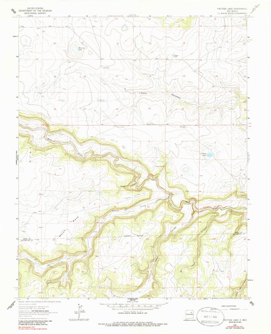 Classic USGS Frutosa Lake New Mexico 7.5'x7.5' Topo Map Image