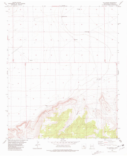 Classic USGS Fullerton New Mexico 7.5'x7.5' Topo Map Image